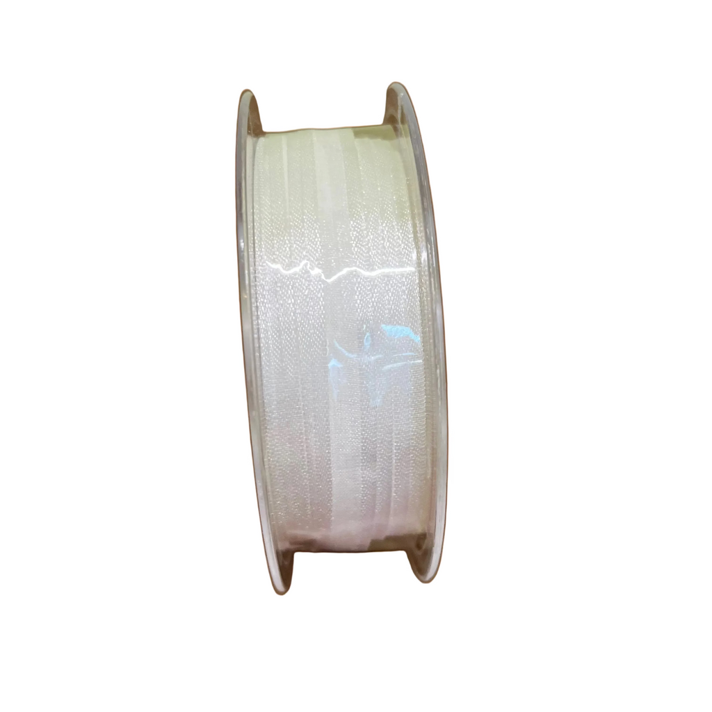 Bobine Ruban BLANC Voile Bord Satin 10mm x 50m
