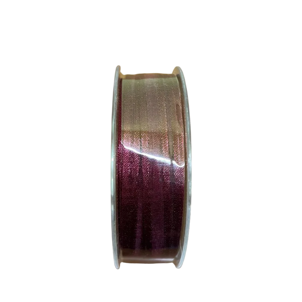 Bobine Ruban BORDEAUX Voile Bord Satin 10mm x 50m