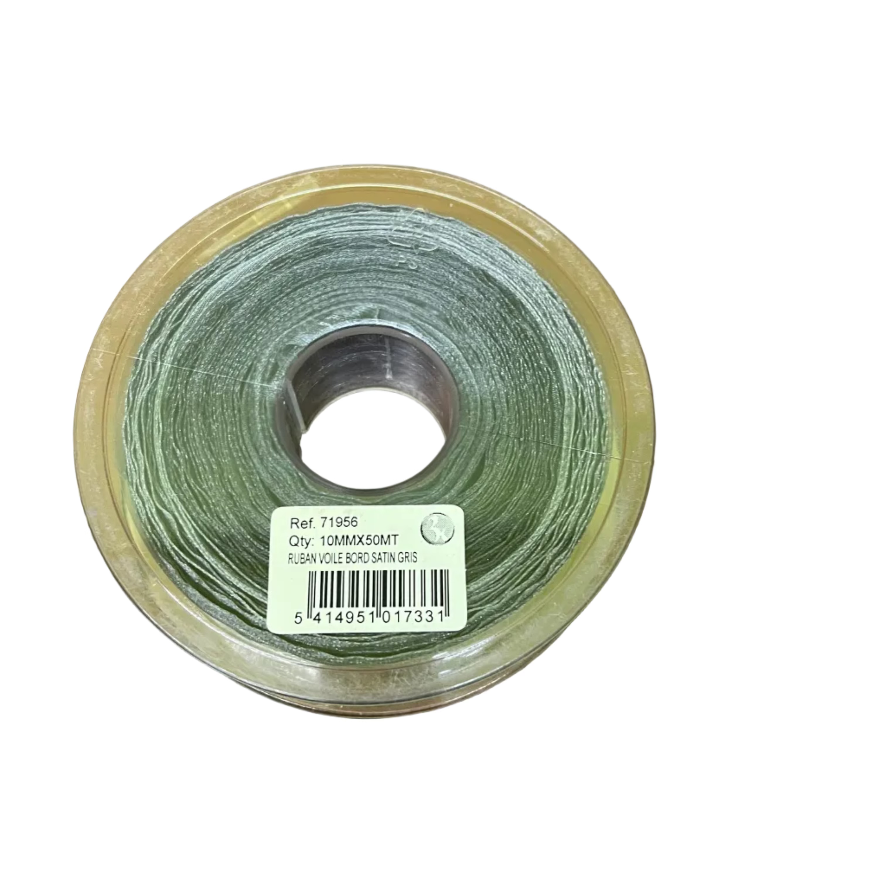 Bobine Ruban GRIS Voile Bord Satin 10mm x 50m