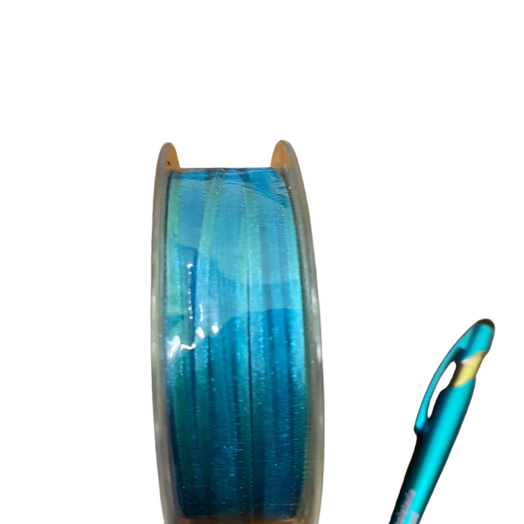 Bobine Ruban TURQUOISE Voile Bord Satin 10mm x 50m