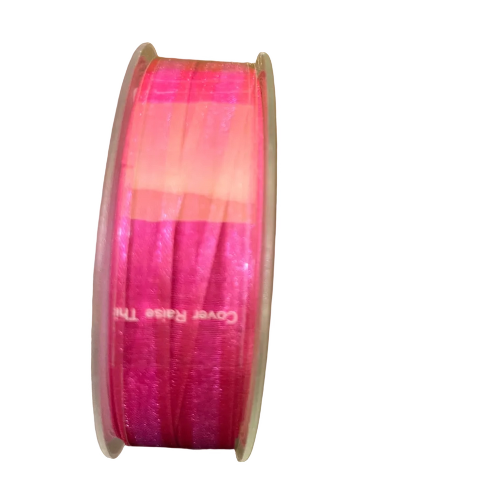 Bobine Ruban ROSE FLASHY Voile Bord Satin 10mm x 50m