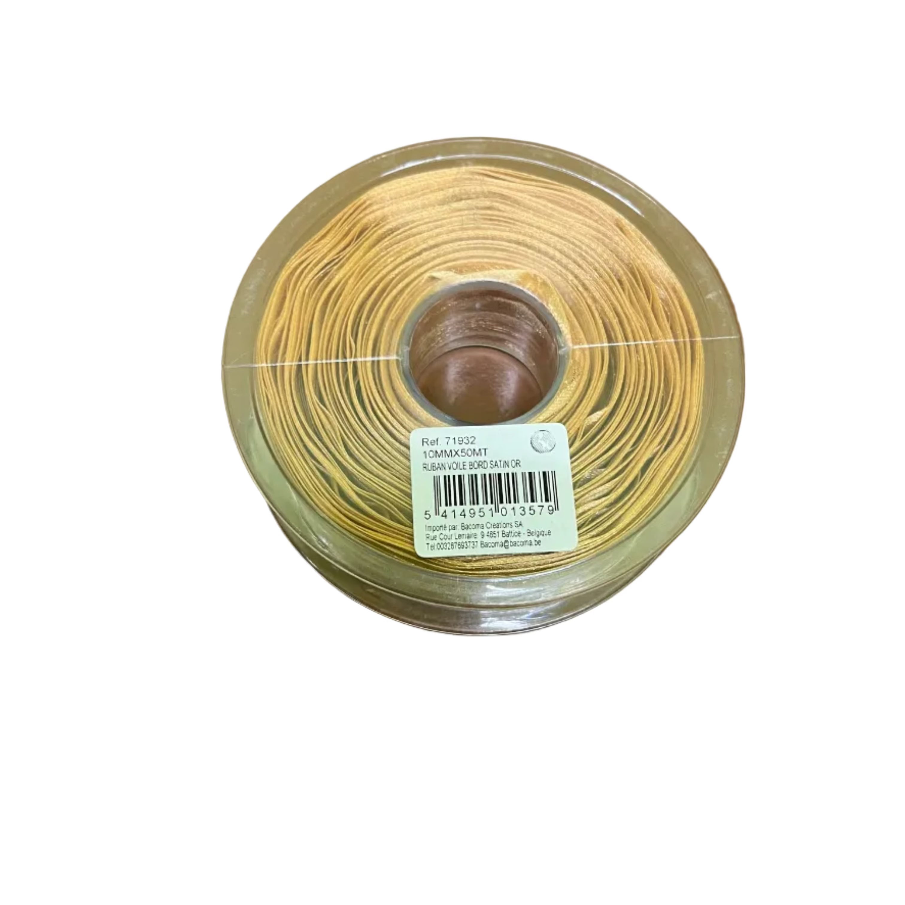 Bobine Ruban OR Voile Bord Satin 10mm x 50m