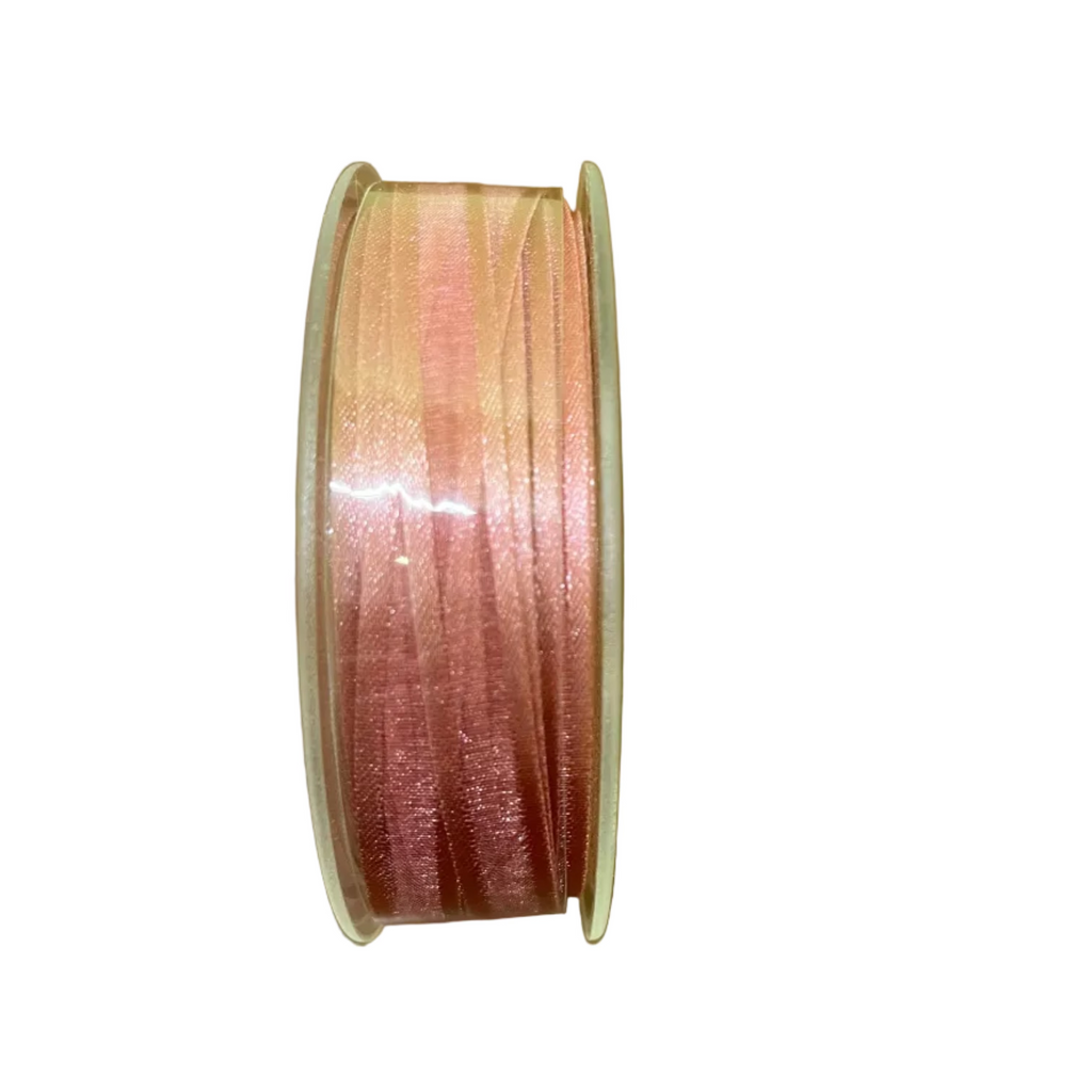 Bobine Ruban VIEUX ROSE Voile Bord Satin 10mm x 50m