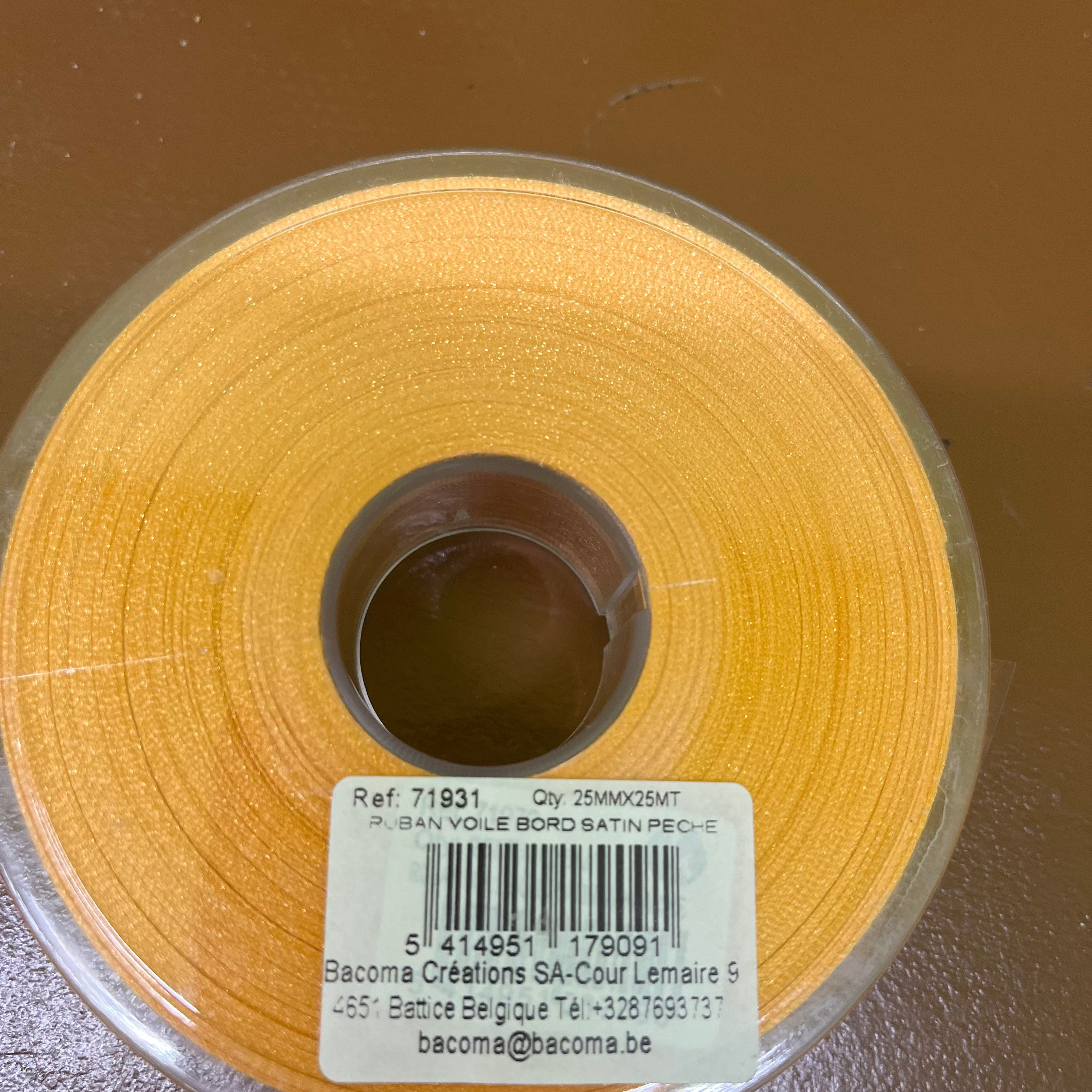 Bobine Ruban PÊCHE Voile Bord Satin 25mm x 25m