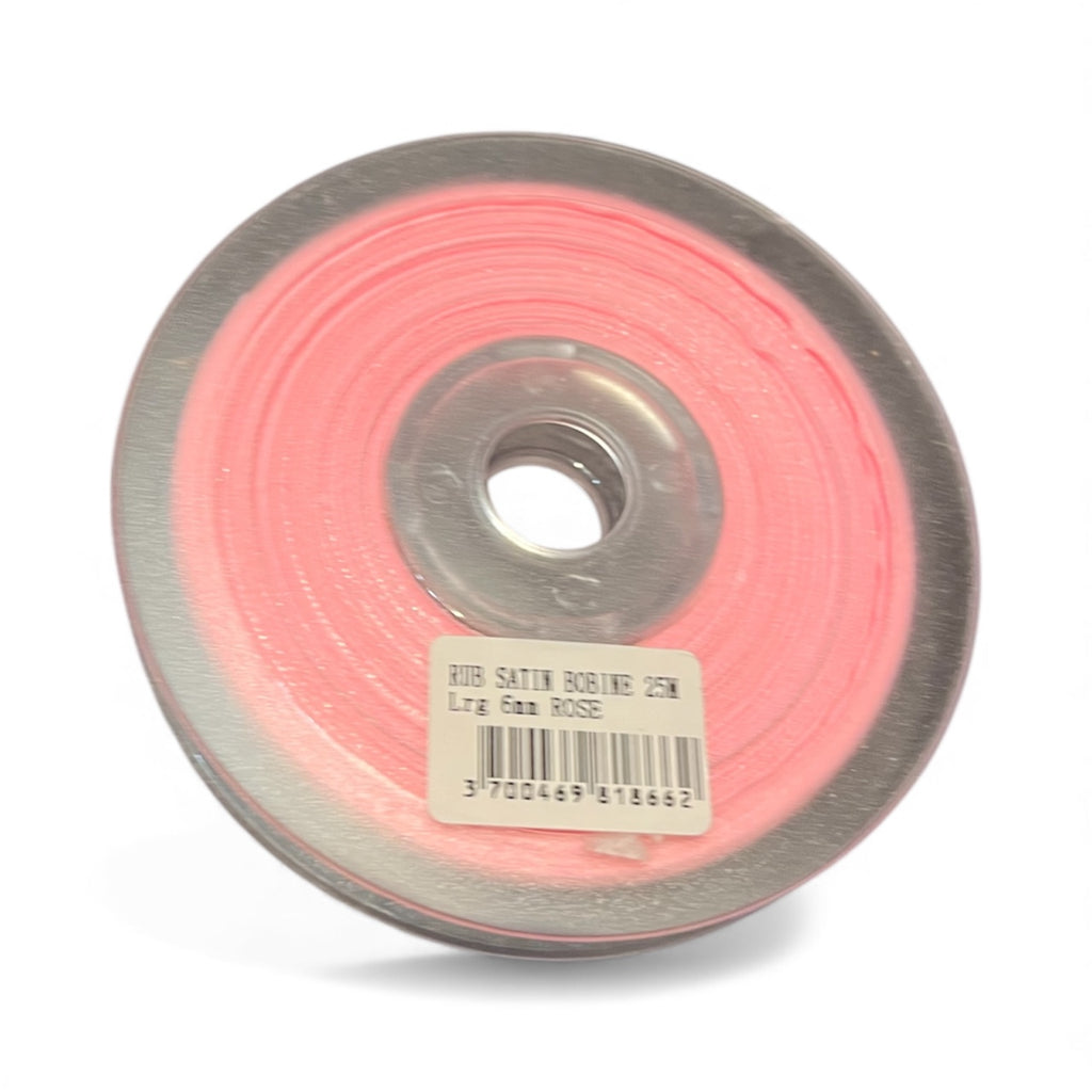 Bobine Ruban Satin Rose 6mm x 25m