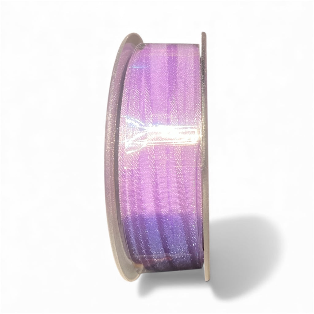 Bobine Ruban Lilas Voile Bord Satin 10 mm X 50 M